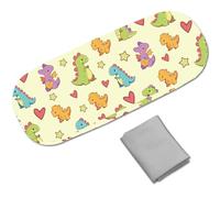 CREATCABIN Leather Glasses Case Hard Shell Sunglasses Case Portable Slim Eyeglasses Spectacle Holder Cartoon Dinosaur Clamshell Protector Cover with Cleaning Cloth Gift for Women Men 6.4x2.5x1.5 Inch