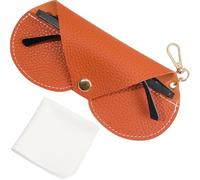 CREATCABIN Leather Sunglasses Case Portable Slim Glasses Case Bags Soft Eyeglass Case Pouch Lightweight Travel with Clasp Cleaning Cloth Gift for Women Men Family Friends Holiday Firebrick 6.7x3.3Inch