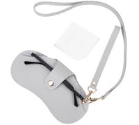 CREATCABIN Leather Sunglasses Case Soft Glasses Case Eyeglasses Protective Holder Pouch Bag Portable Squeeze Set with Wrist Strap Belt Clip Tape for Women Vacation Beach 7.3x3.9 Inch White