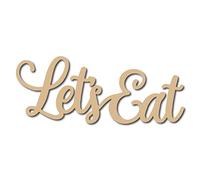 CREATCABIN Let's Eat Wall Decor Wood Sign Script Word Cutout Laser Cut Unfinished Rustic Letters Decorative DIY Art for Kitchen Home Dining Room Cafe Restaurant Decoration 11.8 x 4.72 Inch,Burlywood