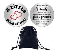 CREATCABIN Little Pocket Hug Keepsake Friendship Pocket Coin 1.2 Inch Stainless Steel Double Sided Engraved Words Long Distance Relationship Gifts with Velvet Bag Pocket Token for Friends Gifts