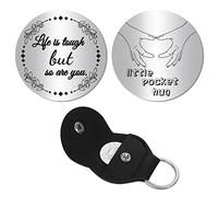 CREATCABIN Little Pocket Hug Token Life is Tough But So are You Long Distance Relationship Keepsake Double-Sided Inspirational Gifts for Friends Bestie Daughter Son Women Men You 1.2 x 1.2 Inch