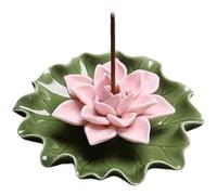 CREATCABIN Lotus Ceramic Incense Holder Incense Burner Stick Detachable Ash Catcher Lotus Leaf Burners Tray for Sticks Home Yoga Teahouse Zen Buddhist Altar Purify Spiritual Supplies Pink 3.54 Inch