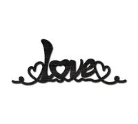 CREATCABIN Love Letter Cutouts Laser Cut Wooden Hearts Valentine's Day Sign Wood Black Wall Art Hanging Sculpture for Wreath Front Door Wall Home Hotel Wedding Birthday Party Decoration 11.8x4.7in