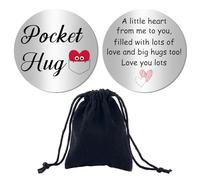 CREATCABIN Love Pocket Coin Little Pocket Hug Keepsake 1.2 Inch Stainless Steel Red Heart Double Sided Engraved Long Distance Relationship Gifts with Velvet Bag for Family Men Women - Love You Lots