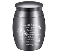 CREATCABIN Love Urn Mini Black Urns Metal Alloy Those We Love Don't Go Away Flower Human Pet Memorial Cremation Ashes Keepsake Holder Container with Bag Spoon Cloth for Funeral Burial 1.6 x 1.2