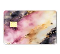 CREATCABIN Mabel Texture Credit Card Stickers Debit Card Skin Sticker Waterproof Slim Bank Cover Decor Protecting Scratching Removable Gift for Friends Family Christmas 7.3x5.4 Inch Pink & Gold
