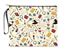 CREATCABIN Magic Makeup Bags Polycotton Cosmetic Bag Multi Purpose School Pencil Case with Metal Zipper Bag Organizer Toiletry Travel Purse Pouches Makeup Gifts for Wizard Series Fans 9.4x8Inch