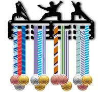 CREATCABIN Martial Arts Medal Hanger Display Award Medal Holder Small Metal Sports Awards Storage Organizer Rack Wall Mounted Decor for Hanging 40+ Karate Ribbons Medalists Black 11.4x5.1 Inch