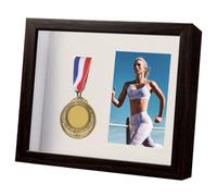 CREATCABIN Medal Case Holder Award Display Shadow Box Single Sports Medals Storage Wooden Photo Frame Stand Displays Cases Boxes for Runners Marathon Race Winner Football Gymnastics 11 x 9 Inch