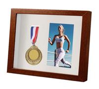 CREATCABIN Medal Display Shadow Box Medal Display Case Single Marathon Awards Storage Wood Photo Frame Case Holder Boxes for Runners Race Winner Football Gymnastics Military All Sports 11 x 9 Inch