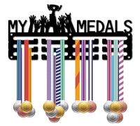 CREATCABIN Medal Hanger Display My Medals Medal Holder Sports Frame Iron Small Rack Wall Mount Decor Metal Medal Hangers Organizer for Race Running Swimming Gymnastics Football Marathon 11.4x 5.1Inch