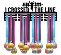 CREATCABIN Medal Hanger Display Sports Horse Medal Holder Over 60+ Medals Award Iron Holder Race Frame Wall Mounted Hanging for Medalist Runner Marathon Athlete Gift 15.7 x 5.9 Inch-I Crossed The Line