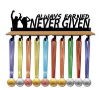 CREATCABIN Medal Hanger Display Trophy Shelf Metal Medal Holder Stand Wall Mount Hold 70+Medals Organizer Rack Medal Display With Density Board Tray for Awards 15.7x6x3.5Inch-Always Earned Never Given