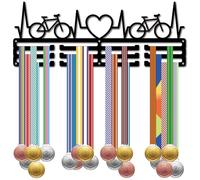 CREATCABIN Medal Hanger Holder Sports Award Display Bike Cycling Race Medals Ribbons Organizer Metal Hanging Rack Iron Mount Decor for Wall Home Badge Bicycle Cyclist Race Medalist Black 15.7x5.9 Inch