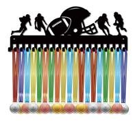 CREATCABIN Medal Hanger Rugby Medal Holder Racks Display Wall Mounted Hanging Awards Decor with Hooks over 20+ Medals Gift for Rugby Team Player Race Winner Athletes Medalist 11.4x5.1 Inch Black