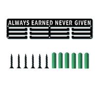CREATCABIN Medal Holder Always Earned Never Given Sport Display Hanger Rack Frame Sports Awards Lanyard Holder Rack Sturdy Wall Mounted Athletes Table Tennis Players Gymnastics Over 60 Medals