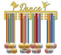 CREATCABIN Medal Holder Dance Sport Medals Display Wall Mount Hanger Racks Badge 3 Rung Medalist Latin Dancer Ballet Dancing Swim Gymnastics Over 60 Medals Games 15.7inch, Dark Goldenrod