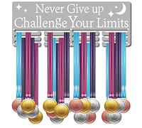 CREATCABIN Medal Holder Display Hanger Rack Sports Awards Metal Wall Mounted Never Give Up Challenge Your Limits for Athletes Champions Players Gymnastics Over 60 Medals Platinum 15.7 x 5.9inch