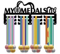 CREATCABIN Medal Holder Display Medal Hanger Rack Sports Frame Iron Hooks Hanging 40+ Awards Small Wall Mount Medal Hangers for Race Running Swimming Gymnastics Soccer 11.4 x 5.1Inch Black-My Medals