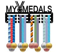 CREATCABIN Medal Holder Medal Hanger Display Rack Sports Metal Hanging Awards Iron Small Mount Decor for Wall Home Race Running Gymnastics Swimming Soccer Medalist Black 11.4 x 5.1 Inch-My Medals