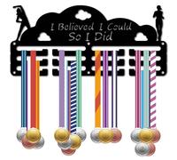 CREATCABIN Medal Holder Medal Hanger Display Rack Sports Metal Hanging Awards Iron Small Mount for Wall Home Badge Race Running Soccer Dance Medalist Black 11.4 x 5.1 Inch-I Believe I Could So I Did