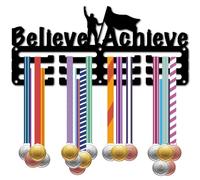CREATCABIN Medal Holder Medal Hanger Display Rack Sports Metal Hanging Awards Iron Small Mount for Wall Home Badge Race Running Soccer Dance Medalist Black 11.4 x 5.1 Inch-Believe Achieve