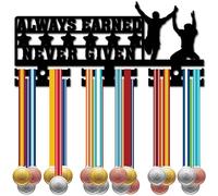CREATCABIN Medal Holder Medal Hangers Display Acrylic Medal Rack Sports Medal Frame Hanging Wall Black Mounted Rack Stars for Soccer Running Karate Swimming 11.4 x 5.1 Inch-Always Earned Never Given