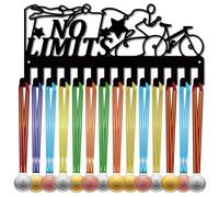 CREATCABIN Medal Holder Medal Hangers Display Rack Sports Hanging Athlete Awards Iron Small Metal Wall Mount Decor with 14 Hooks for Running Football Medals Black 11.4 x 5.1 Inch-No Limits