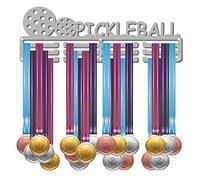 CREATCABIN Medal Holder Pickleball Sport Display Hanger Rack Awards Metal Lanyard Sturdy Wall Mounted Swimmer Runner Athletes Players Gymnastics Gift Over 60 Medals