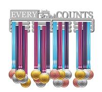 CREATCABIN Medal Holder Sport Every Little Step Counts Start Awards Display Stand Wall Rack Mount Hanger Decor for Champions Home Badge 3 Rung Medalist 60 Medals Games 15.7x4.1inch