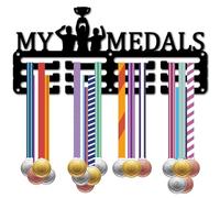 CREATCABIN Medal Holder Sports Medal Hanger Display Frame Iron Hooks Hanging Awards Wall Mount Small Medal Rack for Running Marathon Swimming Gymnastics Athlete Medalist 11.4x5.1Inch Black-My Medals