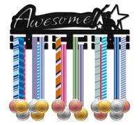 CREATCABIN Medal Holder Sports Medal Hanger Display Wooden Rack Wall Mounted Hook Frame 30+ Race Competition Medal Winner Runner Football Gift for Friend Men Women Birthday Christmas 15.7x5.9inch