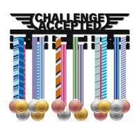 CREATCABIN Medal Holder Sports Medal Hanger Display Wooden Rack Wall Mounted Hook Frame 30+ Race Competition Medal Winner Runner Climber Gift for Friend Men Women Birthday Christmas Black 15.7x4.7inch
