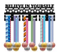 CREATCABIN Medal Holder Sports Medal Hanger Display Wooden Rack Wall Mounted Hook Frame 30+ Race Competition Medal Winner Runner Cycling Gift for Friend Men Women Birthday Christmas 15.7x5.1inch