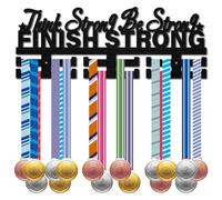 CREATCABIN Medal Holder Sports Medal Hanger Display Wooden Rack Wall Mounted Hook Frame 30+ Race Competition Medal Winner Runner Soccer Gift for Friend Men Women Birthday Christmas Black 15.7x5.9inch