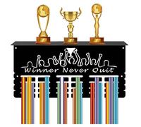 CREATCABIN Medal Holder Trophy Shelf Medal Hangers Display with Shelf Stand Sports 4 Rows Wall Mount Hold 70+ Medals for Gymnastics Soccer Running Swimming Awards Rack 15.7 x 7.9Inch-Winner Never Quit