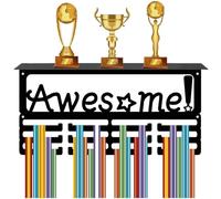 CREATCABIN Medal Trophy Holder Display Medal Hangers Sports Rack Wall Mounted Frame Iron Hooks Shelf Metal Hanger for Hanging Running Football Gymnastics Athlete 15.7 x 7.9Inch -Awesome