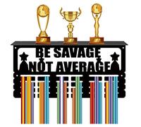 CREATCABIN Medal Trophy Holder Medal Hanger Display with Shelf Stand Sports 4 Rows Wall Mount Hold 70+ Medals for Gymnastics Dance Soccer Running Swimming Awards 15.7 x 7.9 Inch-Be Savage Not Average