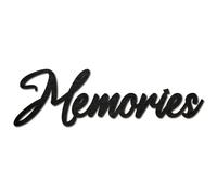 CREATCABIN Memories Word Cutout Sign Laser Cut Wood Letter Sign Black Wall Decor Unfinished Wooden Signs Wall Art Basswood Hanging Sculpture Decor for Crafts DIY Farmhouse Living Room 11.9x3.5Inch