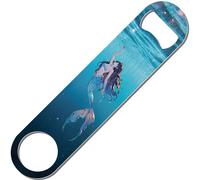 CREATCABIN Mermaid Flat Beer Opener Metal Bottle Opener Blade Beer Opener Stainless Steel Art Printed for Bar Pub Bartenders Dating Kitchen Gift Father's Day Valentine Birthday Blue 1.6x7.1 Inch