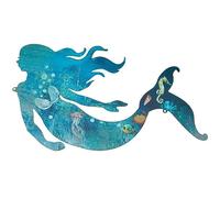 CREATCABIN Mermaid Metal Wall Decor Ocean Wall Art Hangings Iron Decorations Iron Laser Cut for Indoor Outdoor Living Room Bathroom Swimming Pool Cafe Christmas 14.96 x 8.46 in