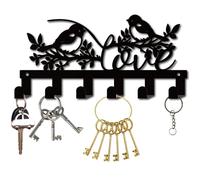 CREATCABIN Metal Bird Coat Hook Love Birds Branch Pattern Key Holder Hanger Wall Mount Decor with 6 Hooks Decorative Wall Rack Organizer for Front Door Entryway Cabinet Towel Backpack 10.6 x 5.1 Inch