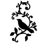 CREATCABIN Metal Bird Wall Decor Birds on The Branch Art Iron Wall Signs Hanging Metal Ornament Sculpture Leaves for Balcony Garden Home Living Room Decoration Outdoor Indoor Gifts Black 11.8x7.8Inch