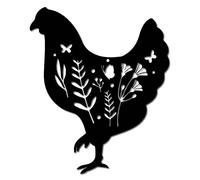 CREATCABIN Metal Chicken Wall Art Rooster Iron Wall Decor Wall Hanging Silhouette Sculpture Farmhouse Sign for Indoor Outdoor Home Living Room Kitchen Garden Office Decoration Gift Black 12 x 10 Inch