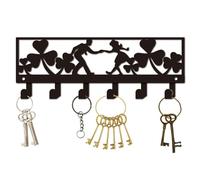 CREATCABIN Metal Decorative Key Hooks Towel Hanger Rack Saint Patrick's Day Irish Dance Three Leaf Clover Shamrock Design Coat Holder Organizer with 6 Hooks Wall Mounted for Entryway Living Room