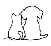 CREATCABIN Metal Dog Wall Decor Iron Hanging Minimalist Pet Wall Sculpture Black Modern Simple Ornaments Accessories for Living Room Bedroom Outdoor Pet House Farm Courtyard Decoration 11.8inx9in