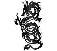 CREATCABIN Metal Dragon Wall Art Black Iron Signs Asia Japanese Chinese Dragon Sculpture Hanging Hollow Wall Artwork Ornament Decoration for Living Room Office Outside Garden Balcony 11.8 x 5.3 Inch
