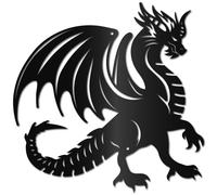 CREATCABIN Metal Dragon Wall Decor Black Iron Wall Hanging Western Fairytale Fly Dragon Animal Sculpture Wall Artwork Sign Ornament for Living Room Office Garden Balcony Decoration 11.8 x 11.8 Inch