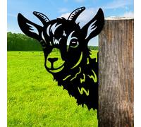 CREATCABIN Metal Goat Wall Decor Animal Silhouette Wall Art Black Iron Rustic Sheep Farm Garden Fence Decoration Sign Cutout Hanging Ornament for Home Office Living Room Outdoor Indoor 11.8 x 9.7 Inch